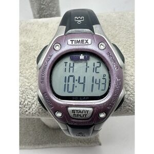 Timex Ironman New Battery 171 Ladies Watch 34MM 7.5" 30 Lap Purple Gray X65‎